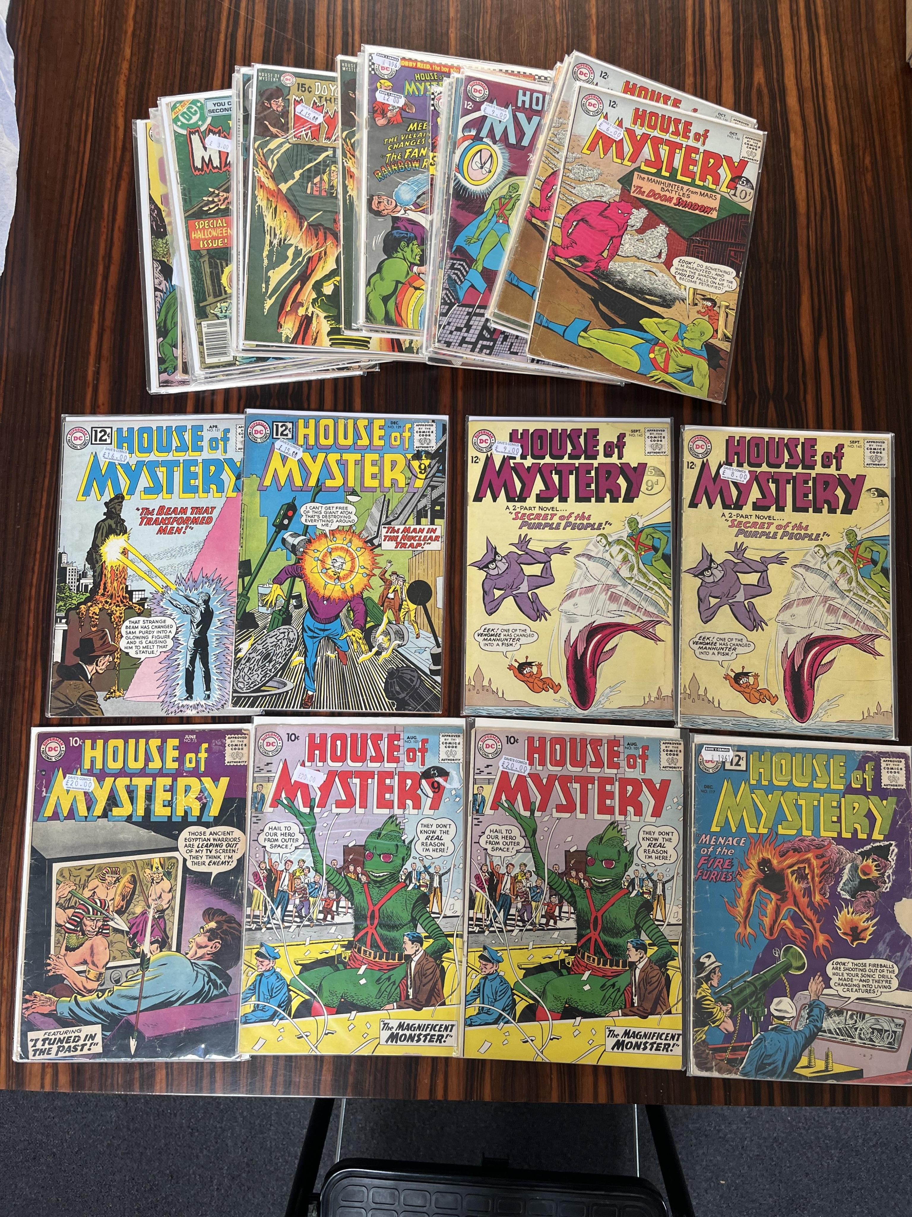 DC comics, House of Mystery, Vol. 1, 27 issues between #75–290, House of Secrets, DC comics, Vol. 1, 26 issues between #37–131, Tales of the Unexpected, Vol. 1, 37 issues between #54–222 (70)